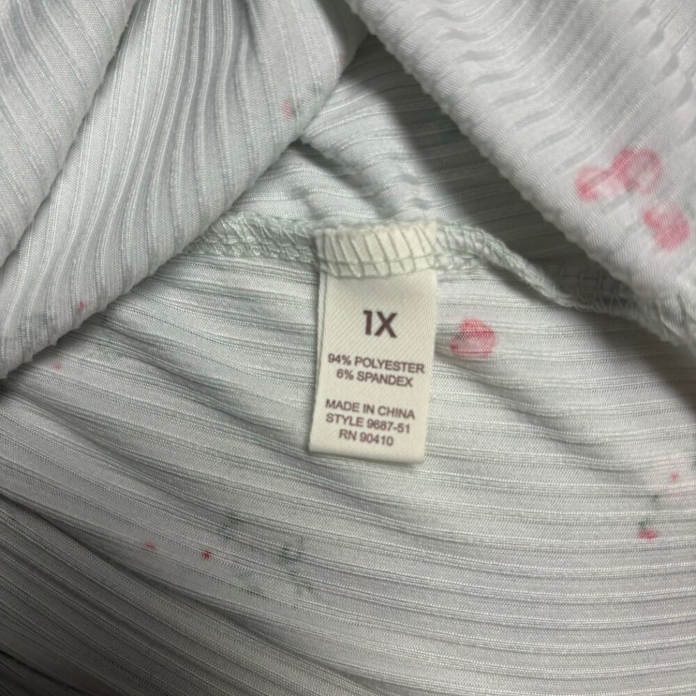 Laura Ashley 1XL Short Sleeve Button Pajamas Mint Green Blue Floral Ribbed - Picture 4 of 8